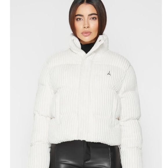 Manière De Voir  Ribbed Velour Puffer Jacket - Cream - Picture 1 of 7
